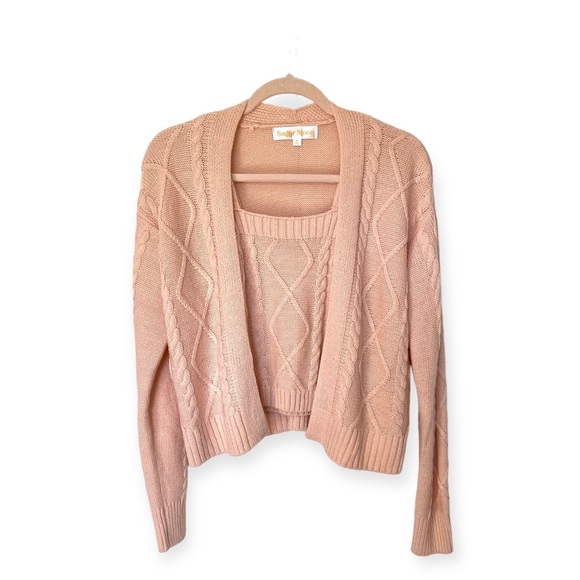 Sugar Moon Pink / Peach Cable Knit Set - Picture 1 of 5